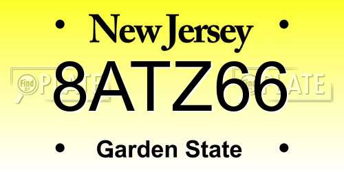 8ATZ66 New Jersey License Plate