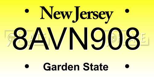 8AVN908 New Jersey License Plate