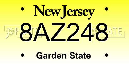 8AZ248 New Jersey License Plate
