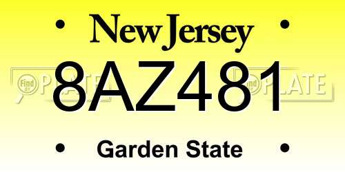 8AZ481 New Jersey License Plate