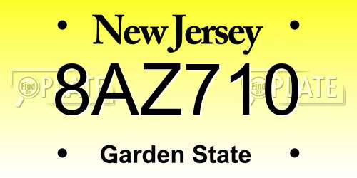 8AZ710 New Jersey License Plate