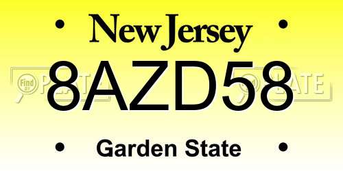 8AZD58 New Jersey License Plate