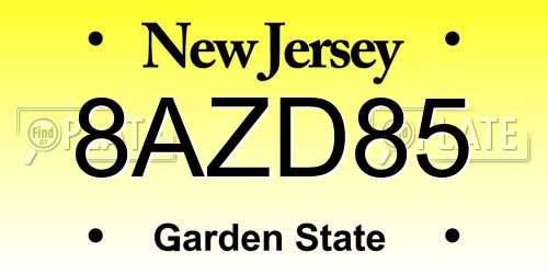8AZD85 New Jersey License Plate