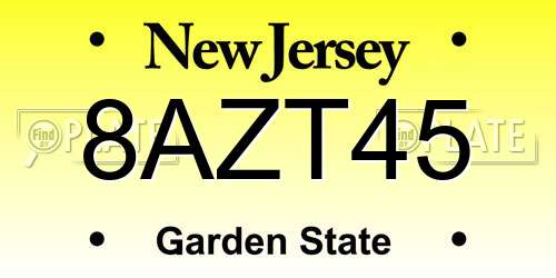 8AZT45 New Jersey License Plate