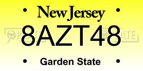 8AZT48 New Jersey License Plate
