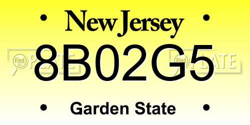 8B02G5 New Jersey License Plate