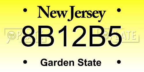 8B12B5 New Jersey License Plate