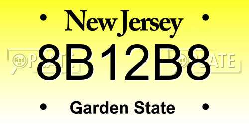 8B12B8 New Jersey License Plate