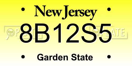 8B12S5 New Jersey License Plate