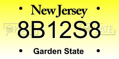 8B12S8 New Jersey License Plate
