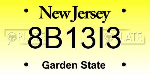 8B13I3 New Jersey License Plate
