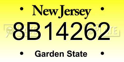 8B14262 New Jersey License Plate