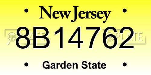 8B14762 New Jersey License Plate