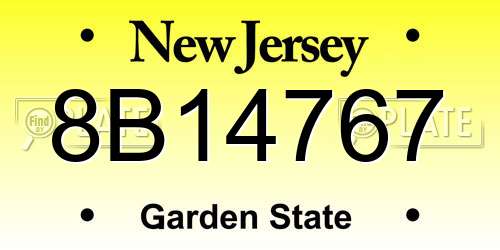 8B14767 New Jersey License Plate