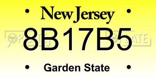 8B17B5 New Jersey License Plate