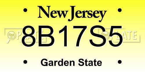 8B17S5 New Jersey License Plate