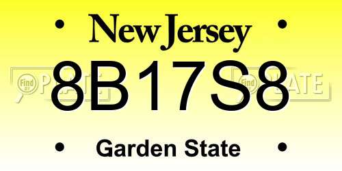8B17S8 New Jersey License Plate