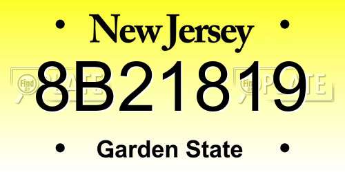 8B21819 New Jersey License Plate