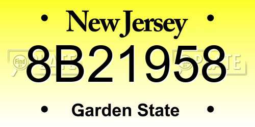 8B21958 New Jersey License Plate