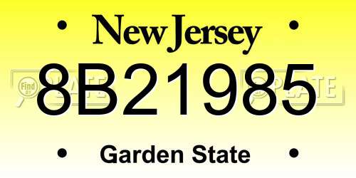 8B21985 New Jersey License Plate