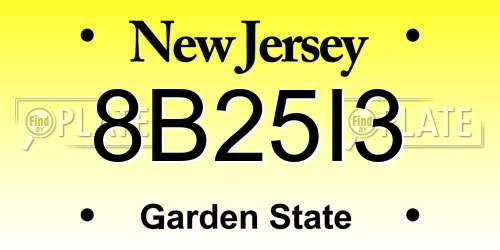 8B25I3 New Jersey License Plate