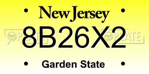 8B26X2 New Jersey License Plate