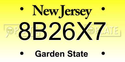 8B26X7 New Jersey License Plate