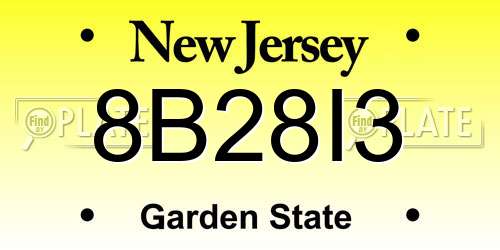 8B28I3 New Jersey License Plate