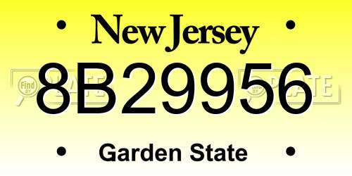 8B29956 New Jersey License Plate