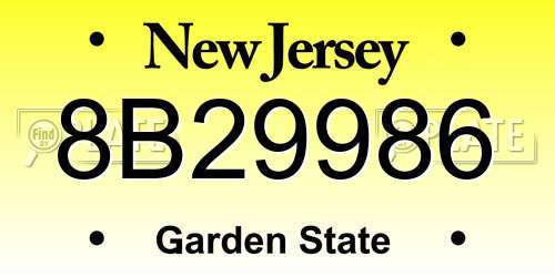 8B29986 New Jersey License Plate