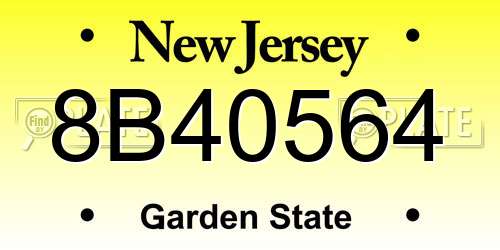 8B40564 New Jersey License Plate