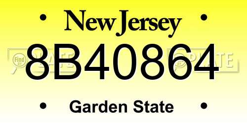 8B40864 New Jersey License Plate