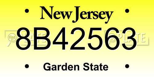 8B42563 New Jersey License Plate