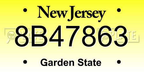 8B47863 New Jersey License Plate
