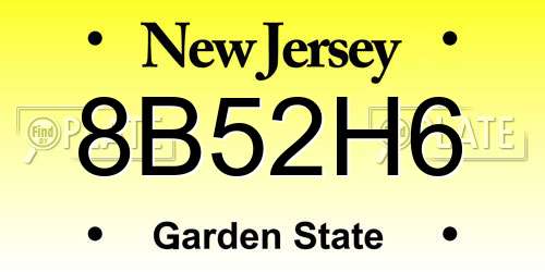 8B52H6 New Jersey License Plate