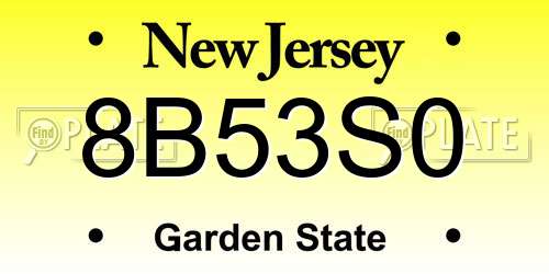 8B53S0 New Jersey License Plate