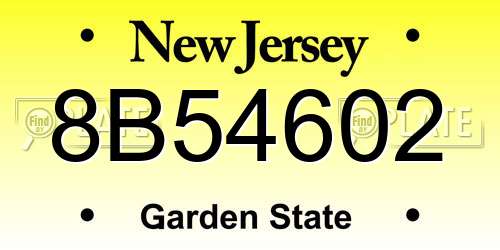 8B54602 New Jersey License Plate