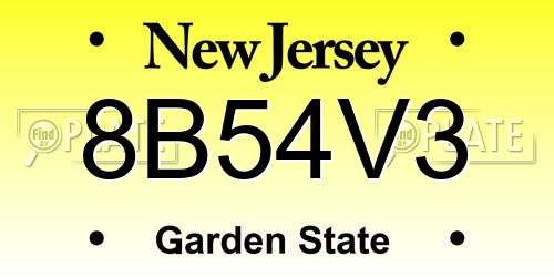 8B54V3 New Jersey License Plate