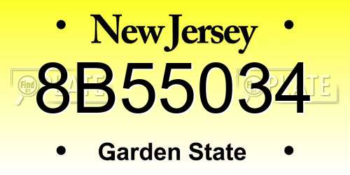 8B55034 New Jersey License Plate