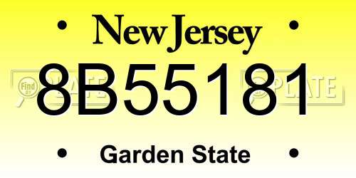 8B55181 New Jersey License Plate