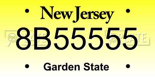 8B55555 New Jersey License Plate