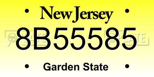 8B55585 New Jersey License Plate