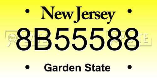8B55588 New Jersey License Plate