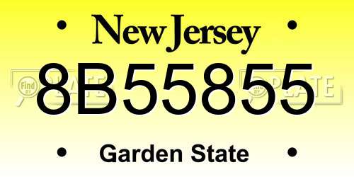 8B55855 New Jersey License Plate
