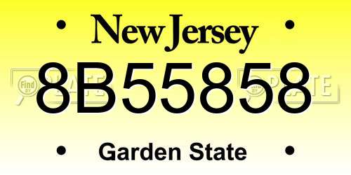 8B55858 New Jersey License Plate