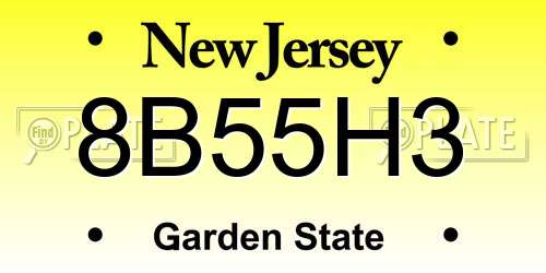 8B55H3 New Jersey License Plate
