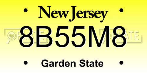 8B55M8 New Jersey License Plate