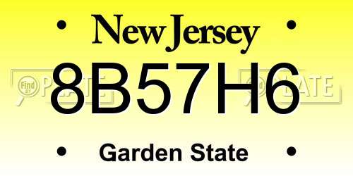 8B57H6 New Jersey License Plate