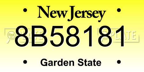 8B58181 New Jersey License Plate