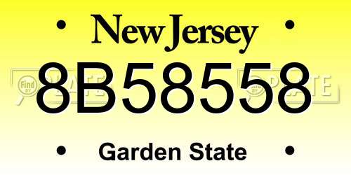 8B58558 New Jersey License Plate